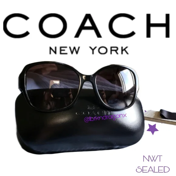 NWT BNIOB Coach Butterfly Sunglasses Polarized Coach Sunnies Case & Clothe